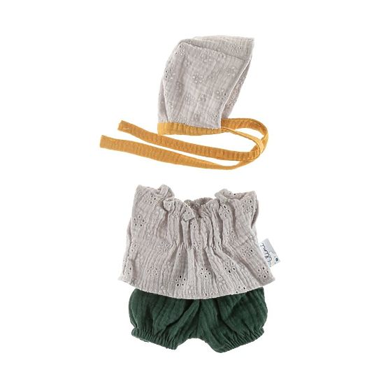 Set with Bonnet for 21cm Dolls Grey Lace