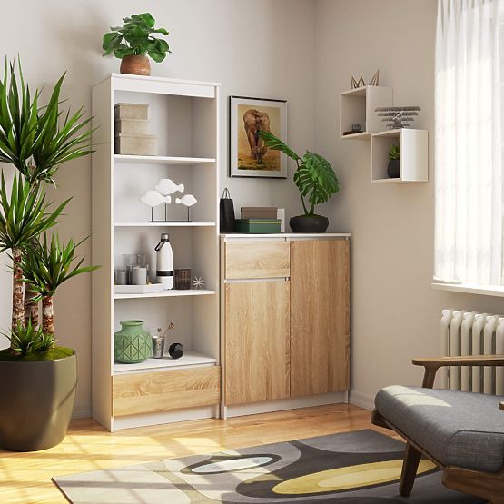 SHELF R60 1SZ 4P CLP PK WHITE / SONOMA