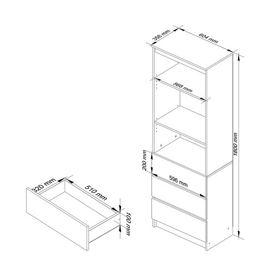 SHELF R60 3DR 2S CLP PK SONOMA / WHITE