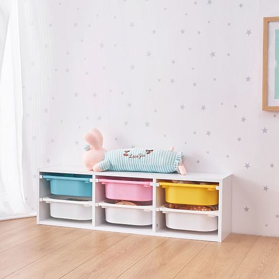 Shelf with Storage Boxes Explorer - Blue / Pink / Yellow