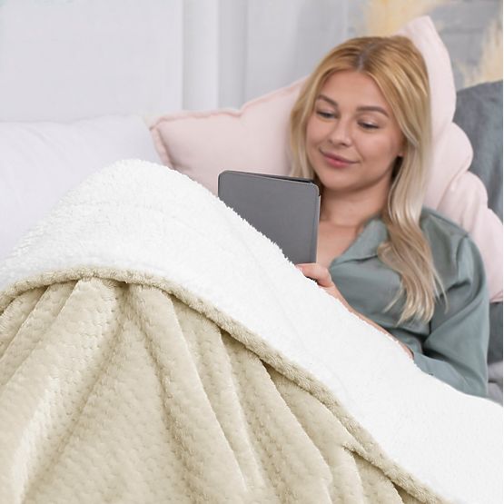 SHLEEPY Blanket Beige Jacquard Pressed Classic Style 130x180