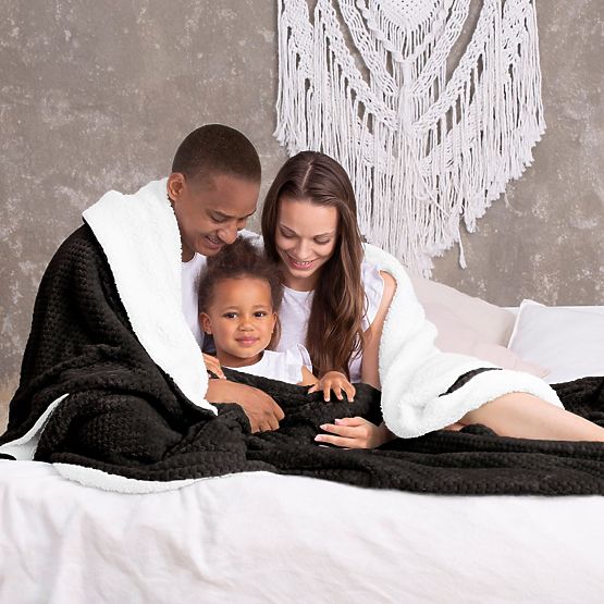 SHLEEPY Blanket Black with Jacquard Pattern Classic Style 130x180