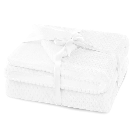 SHLEEPY Blanket in White with Jacquard Pattern Classic Style 130x180