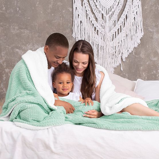 SHLEEPY Blanket Mint Color Jacquard Embossed Classic Style 130x180