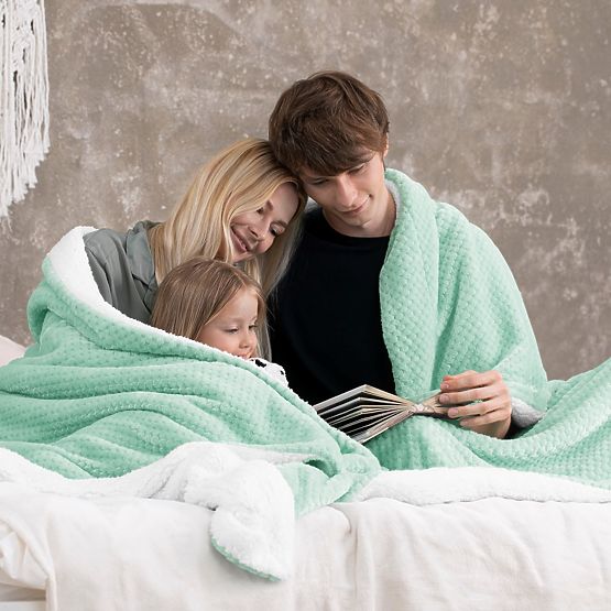 SHLEEPY Blanket Mint Color Jacquard Embossed Classic Style 130x180
