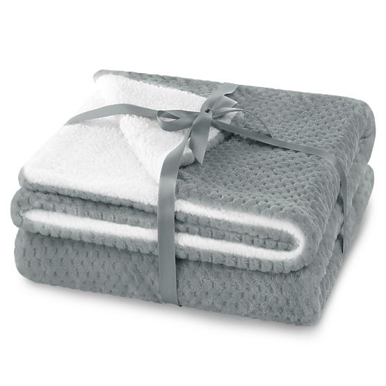 SHLEEPY Throw Grey Color with Jacquard Pattern Classic Style 220x240