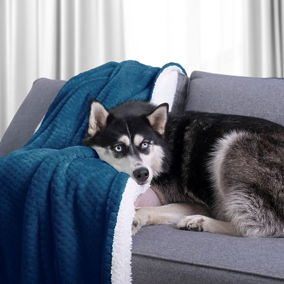 SHLEEPY Throw Indigo Color Jacquard Embossed Classic Style 130x180