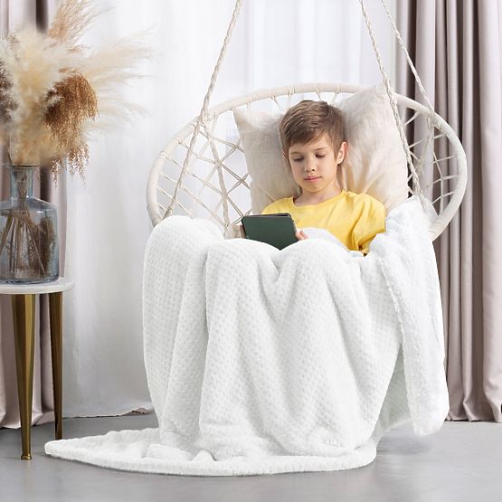 SHLEEPY White Jacquard Relief Classic Style Blanket 220x240