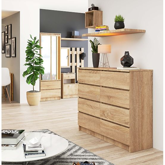 SIDEBOARD K 120 cm 8 DRAWERS PK OAK SONOMA