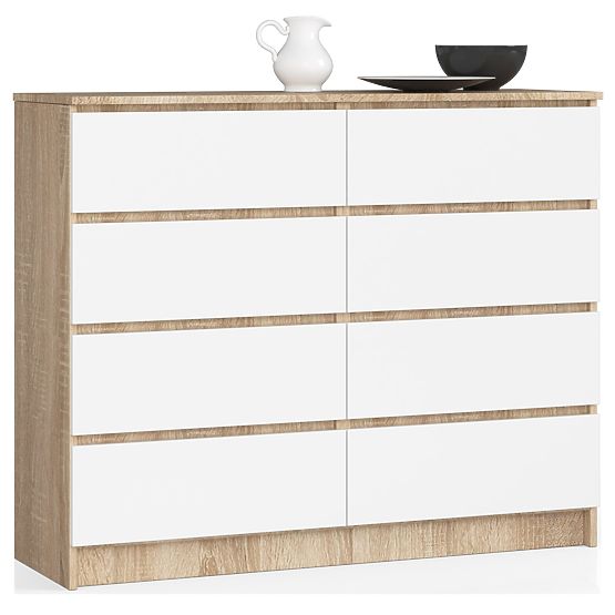 SIDEBOARD K 120 cm 8 DRAWERS PK SONOMA / WHITE