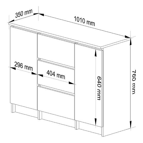SIDEBOARD K100 2D 3DR PK ARTISAN OAK / WHITE