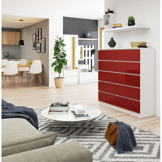 SIDEBOARD K120 10 DRAWERS CLP PK RED GLOSS