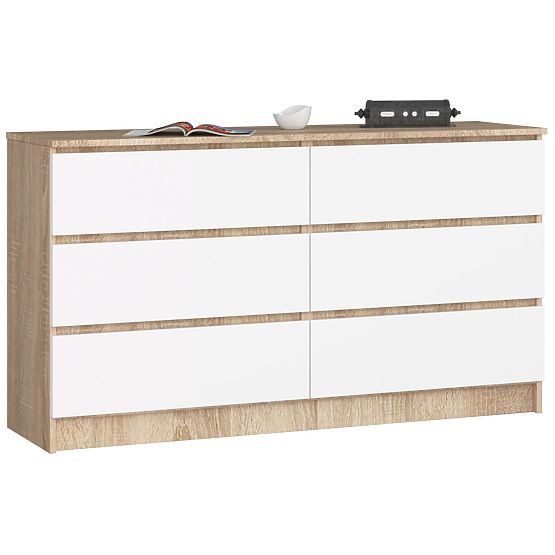 SIDEBOARD K140 6 DRAWERS CLP OAK SONOMA / WHITE