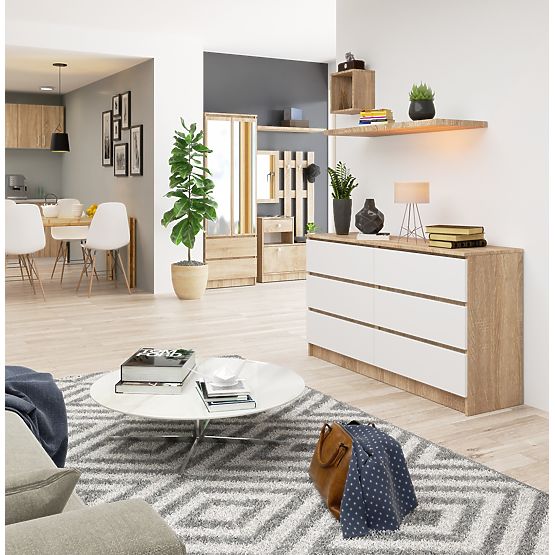 SIDEBOARD K140 6 DRAWERS CLP OAK SONOMA / WHITE