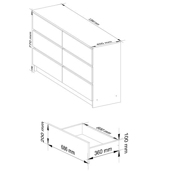 SIDEBOARD K140 6DR CLP ARTISAN OAK