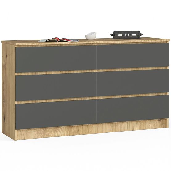 SIDEBOARD K140 6DR CLP OAK ARTISAN / GRAY