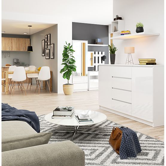 SIDEBOARD K160 2D 4DR CLP PK WHITE GLOSS