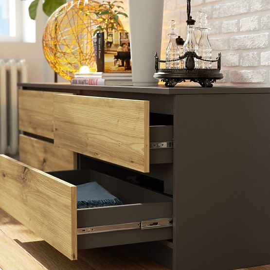 SIDEBOARD K160 4DR CLP PK GRAPHITE GRAY / ARTISAN OAK