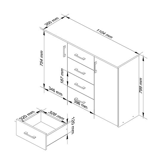 SIDEBOARD K45 PK WHITE GLOSS