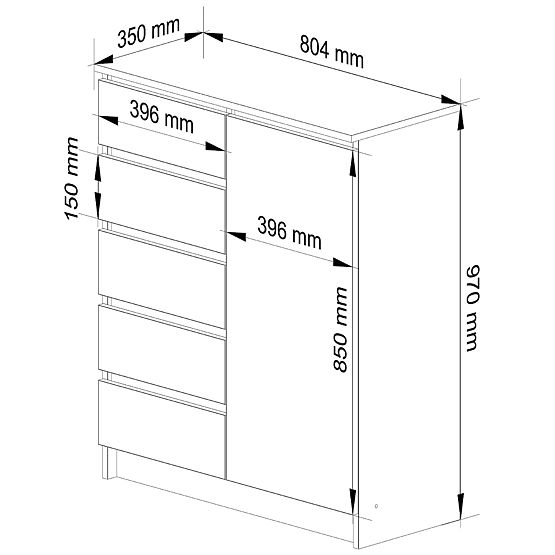SIDEBOARD K80 1D 5DR OAK SONOMA / WHITE