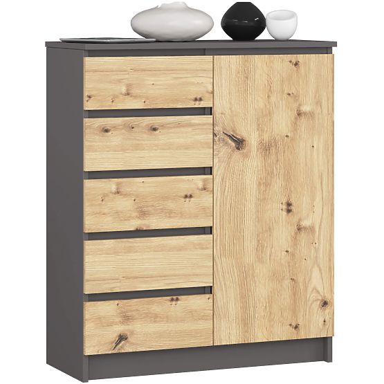 SIDEBOARD K80 1D 5DRW PK GRAPHITE GRAY / ARTISAN OAK