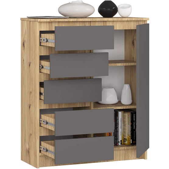 SIDEBOARD K80 1D 5DRW PK OAK ARTISAN / GRAPHITE GRAY