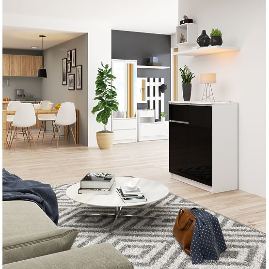 SIDEBOARD K80 2D 1SZ CLP PK BLACK GLOSS