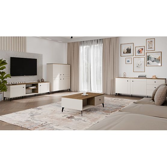 Sideboard POINT 2D3S Cashmere Beige Castello Oak Cabinet 3 Drawers 2 Doors Living Room