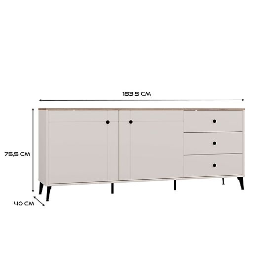 Sideboard POINT 2D3S Cashmere Beige Castello Oak Cabinet 3 Drawers 2 Doors Living Room