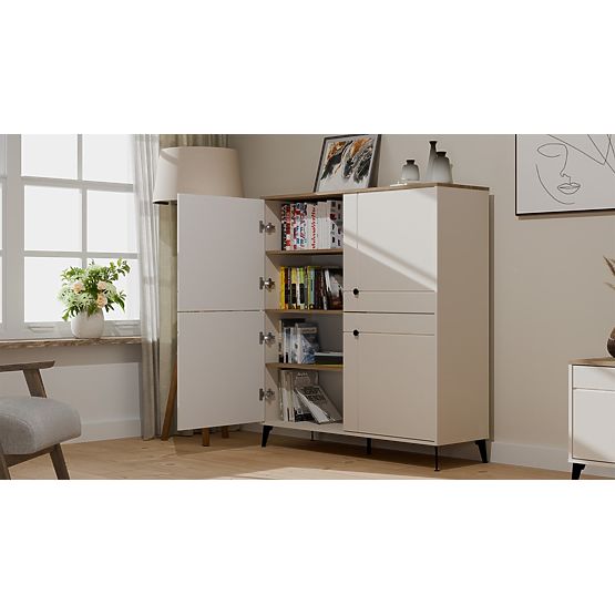 Sideboard POINT 4D Cashmere Beige Oak Castello Cabinet 4 Doors 8 Shelves for Living Room