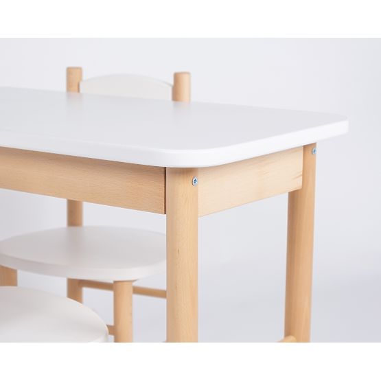 Simple Table and Chair Set - White