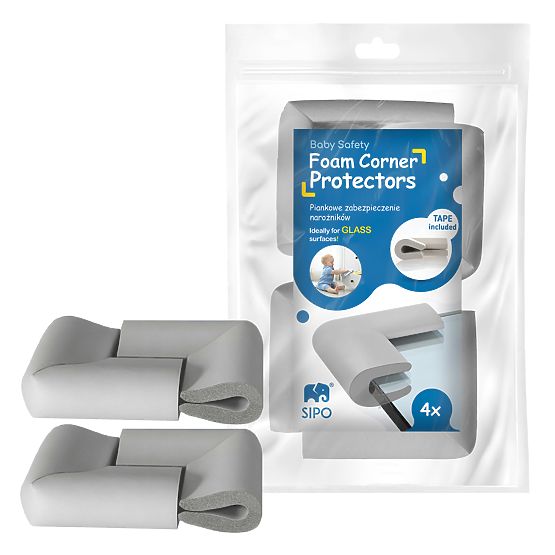 SIPO Foam corner protectors for glass surfaces, gray - 4 pcs