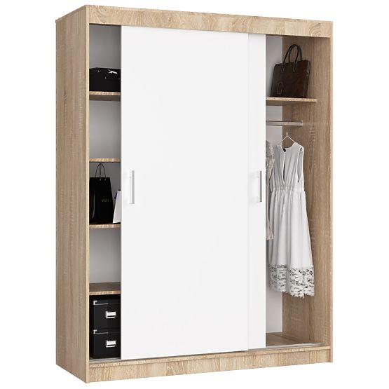 SLIDING WARDROBE 150 cm CLP MONO SONOMA/WHITE