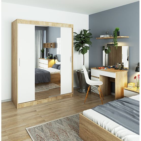 SLIDING WARDROBE 150cm CLP SONOMA / WHITE