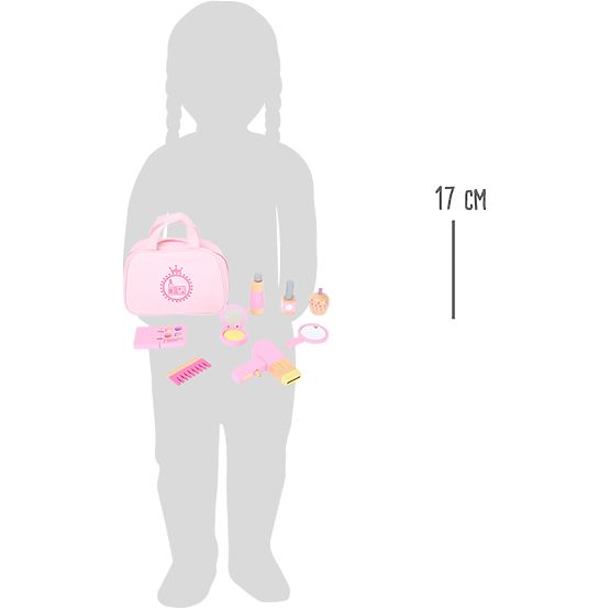 small foot Children's Pink Cosmetic Bag with Wooden Accessories