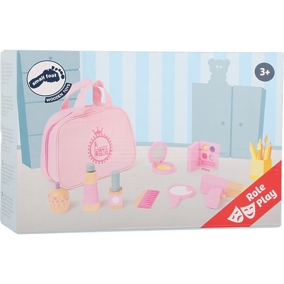 small foot Children's Pink Cosmetic Bag with Wooden Accessories