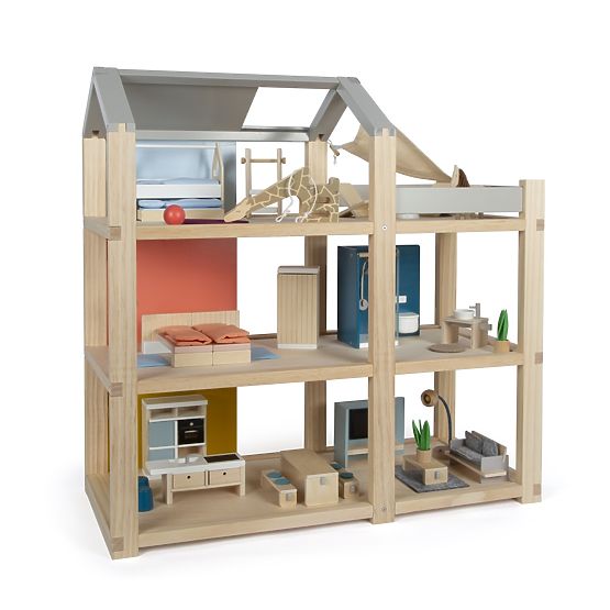 small foot Dollhouse with Furniture, Natural