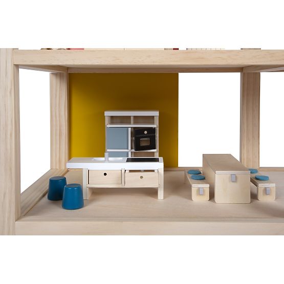small foot Dollhouse with Furniture, Natural