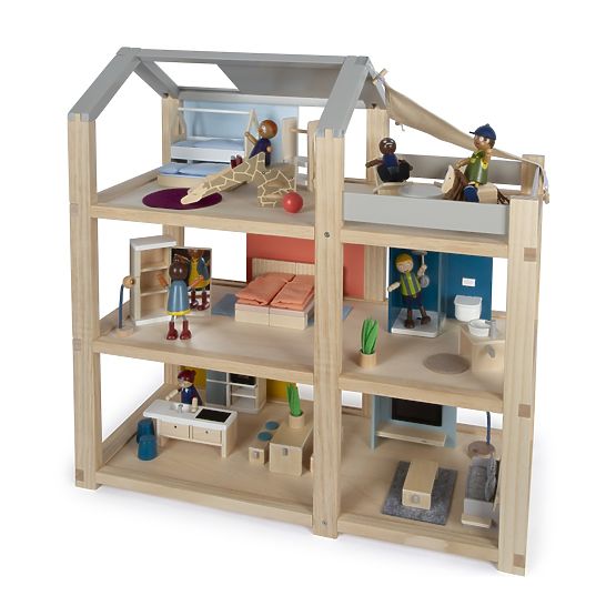 small foot Dollhouse with Furniture, Natural