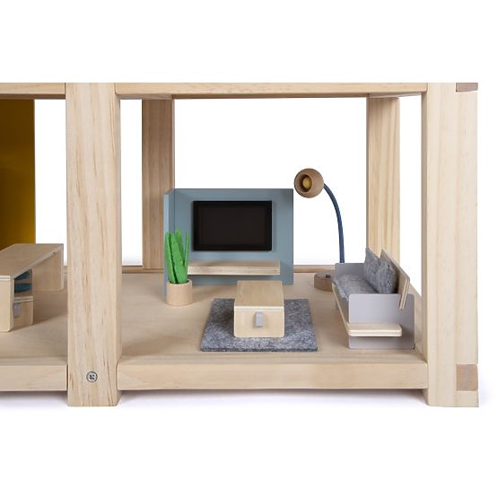 small foot Dollhouse with Furniture, Natural