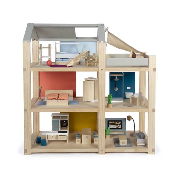 small foot Dollhouse with Furniture, Natural
