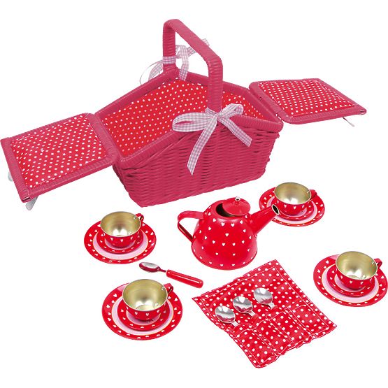 small foot Picnic Basket Dots and Hearts