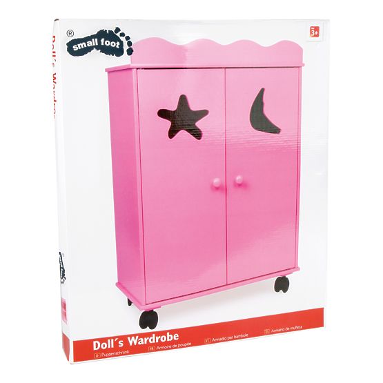 small foot Wooden Doll Wardrobe Pink