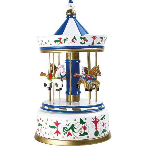 small foot Wooden Music Box Carousel with Horses