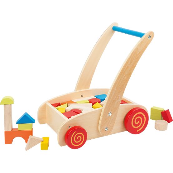 small foot Wooden Walker with Blocks in a Cart