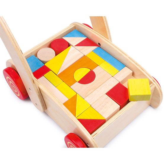 small foot Wooden Walker with Blocks in a Cart
