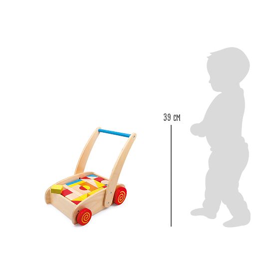 small foot Wooden Walker with Blocks in a Cart