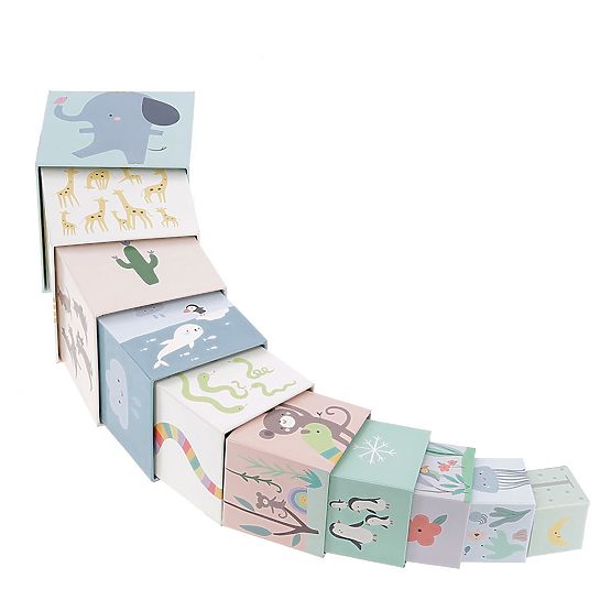 Stacking Tower of Blocks - Animals of the World with Numbers 1-10