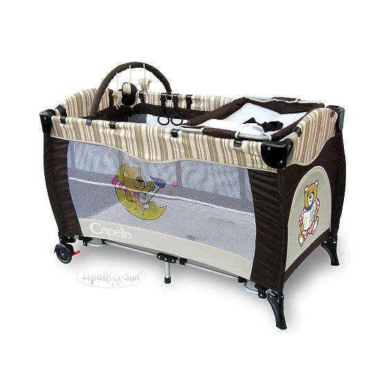 Standard Travel Cot - Dark Brown
