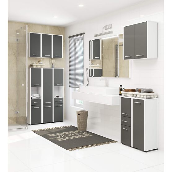 STANDING BATHROOM CABINET FIN S30 1D WHITE / GRAY